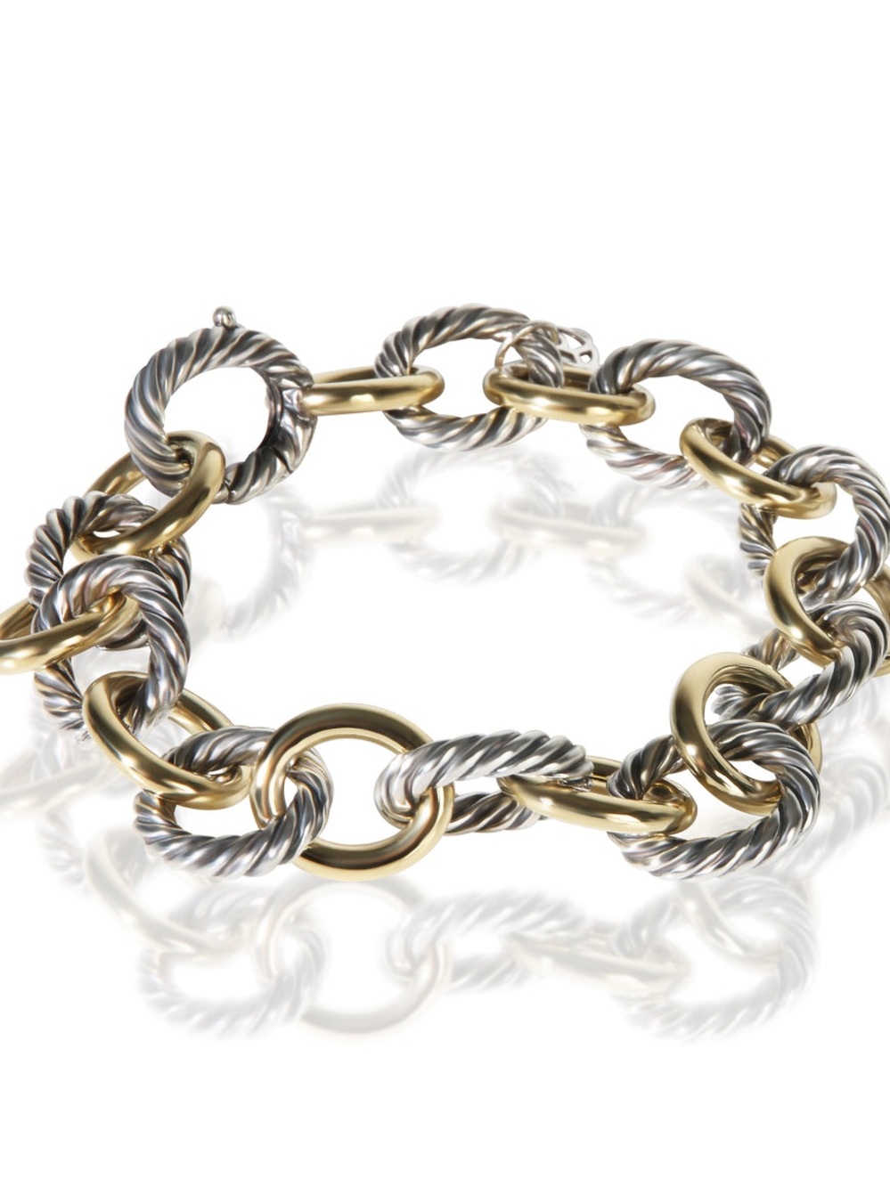 David Yurman 18K Yellow Gold & Sterling Silver Oval Link Bracelet